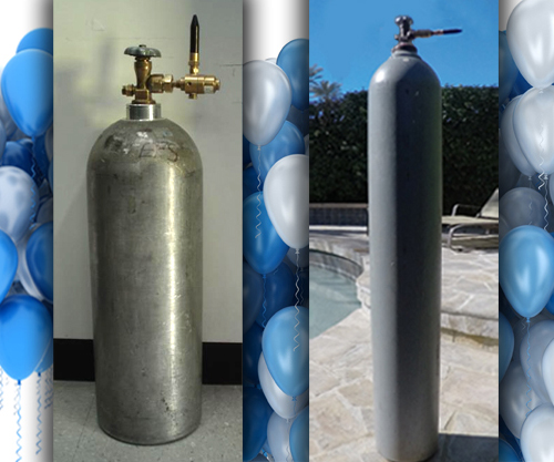 Collage image of helium tanks kept at a place