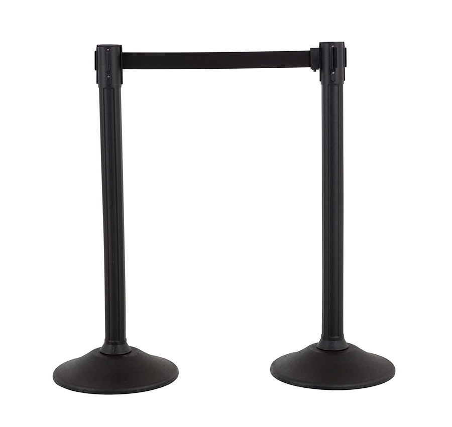 A black color stopping stand with white background